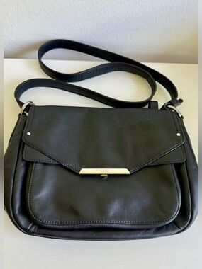 Coach Black Leather Crossbody with Silver Accent